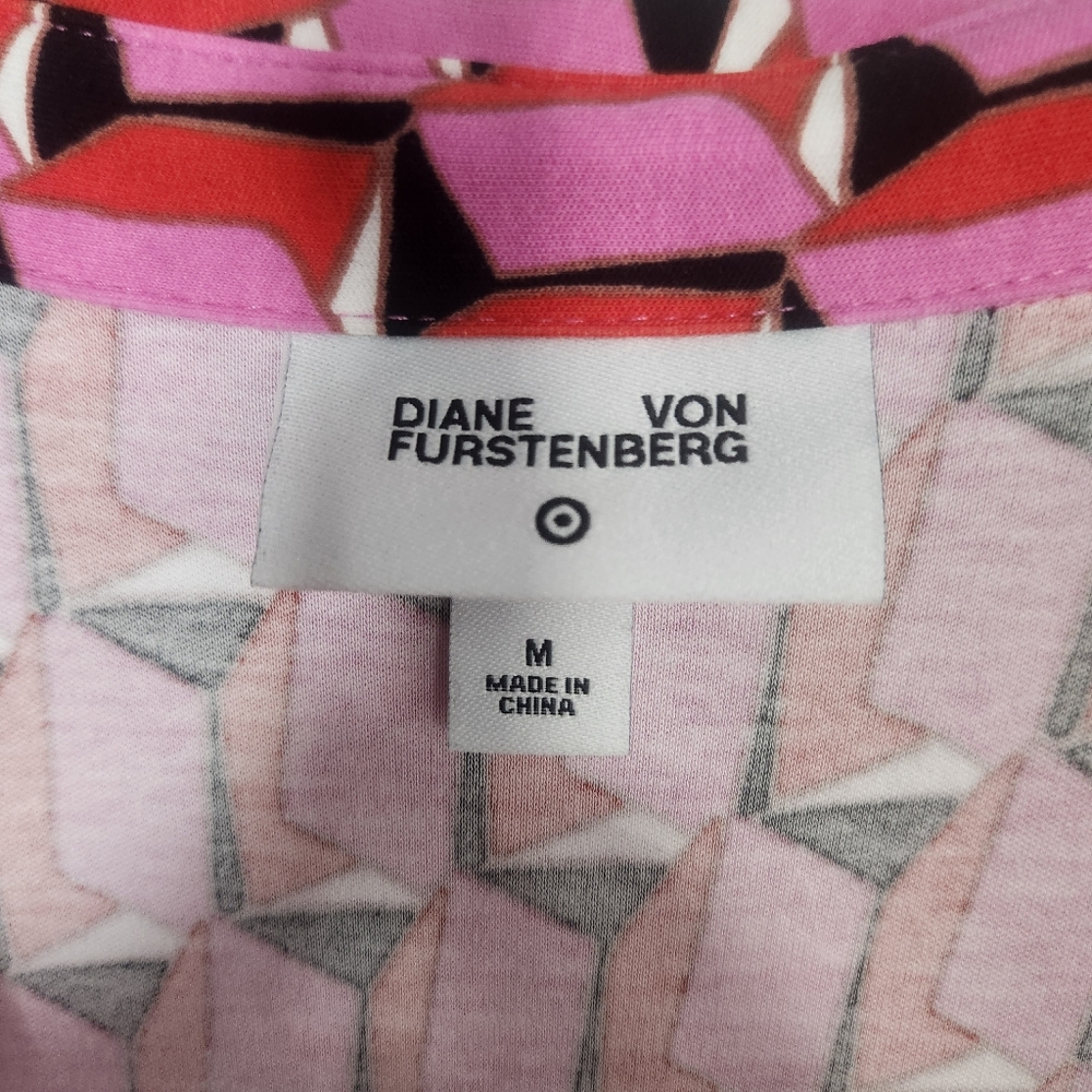Diane Von‎ Furstenberg Target Collared Sleeveless Pink Geo Jumpsuit Size Medium - Picture 6 of 9